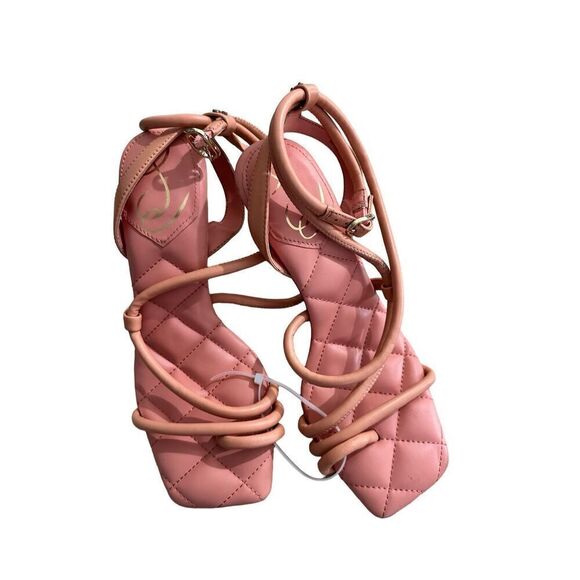 $150 Sam Edelman Maven Women's Leather Square Toe Heels in Pink, Size 6 - Picture 3 of 8